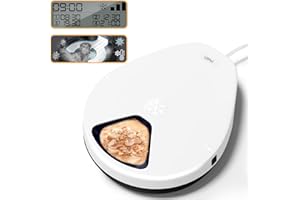 KUBVICI Futterautomat Katze Nassfutter mit Kühlung, 1-4 Tage Frische 5 Mahlzeiten, Halbleiter-Kältetechnik, Timing-Funktion Katzenfutterautomat, 5 Futterfächer, Premium-Teller, waschbar, für Katzen + Hunde