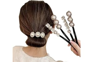 HAPPYUPCITY 4 unidades de moños mágicos para mujer, con peal y flores, para hacer moños de cola de caballo, formador de donas, rizador de pelo, accesorio para peinar el cabello