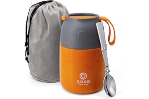 GOOD FOR YOU Thermos per alimenti, in acciaio inox, 530 ml, per pasti caldi e freddi, isolamento a doppia parete, contenitore termico per alimenti, per scuola, ufficio, viaggi, campeggio, cucchiaio pieghevole