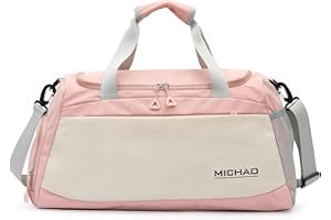 ODDERZZII Duża torba sportowa, damska torba podróżna, torba na siłownię, torba sportowa, torba do pływania, torba fitness, 52 x 24 x 27, weekendowa, pobyt w szpitalu, XL, Rosa, Torba do fitnessu na mokro i