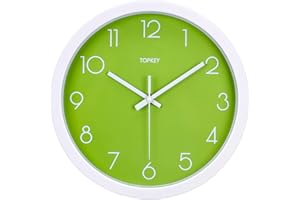 Topkey Reloj de pared de 30,48 cm, silencioso y moderno, para salón, dormitorio y cocina, color verde