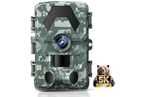ZYXZHXHXLL Wildkamera, 5K 60MP Wildtierkamera mit 98FT 130 Weitwinkel, 0,05s Auslösezeit Nachtsicht Bewegungssensor Jagdkamera, IP66 Wasserdicht, No Glow Infrarot-LEDs für den Garten mit 64GB Speicherkarte