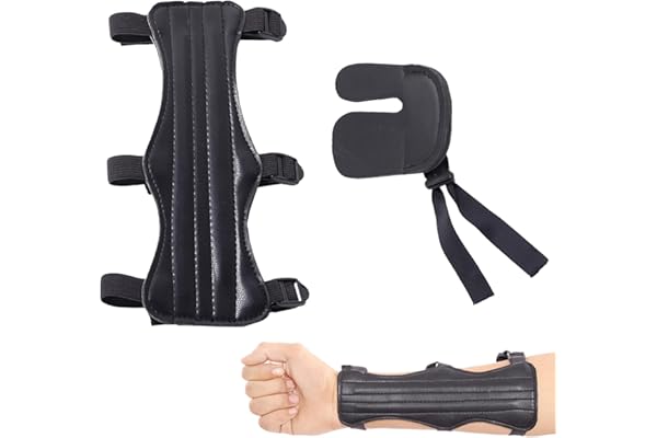 2 Pièces Garde de Bras de Tir à l'arc Kit, Protège Bras Tir à l'arc, Réglable Protection de Doigts de Tir à l'arc, Confortable et Facile à Ajuster, Idéal pour Débutants et Professionnels