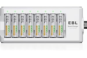 EBL 2300mAh Ni-MH AA Rechargeable Batteries (8 Pack) and C9042W Rechargeable AA AAA Battery Charger