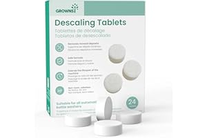 GROWNSY Entkalkungstabletten, 24 Stück – Kompatibel mit Momcozy, Baby Brezza Flaschenspülmaschinen u.a. Wirksame Reinigung für Flaschenwärmer, Sterilisatoren, Zubereiter