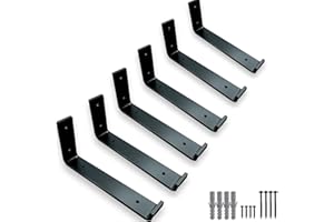 MKGT 6 Pcs Heavy Duty Shelf Brackets for Scaffold Board Shelving - Shelves Support Industrial Rustic Style (Black, 225mm UP)