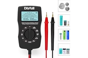 Dlyfull Tester Batterie Stilo per AA, AAA, C, D, 9V, Batterie Ricaricabili e non Ricaricabili Tester Batterie Universale Batteria Volt/Resistenza Interna Checker per Batterie a Bottone da 1.5V 3V