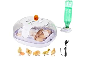 Safego Brutmaschine Vollautomatisch Hühner Eier Brutgerät 16 Eier, Inkubator Hühnerbrutkasten, Automatischer Eierumschlag, Temperaturregelung, Wasserauffüllung, für Hühnergans Ente Taube Wachtel Vogel