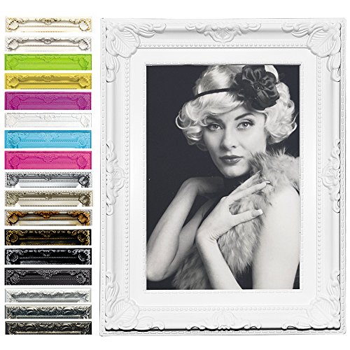 Bilderrahmen Foto Galerie Bild Rahmen Bilder Collage Barock 6 Farben in 5 Größen (Weiß