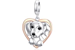 YASHUO Jewellery Srebro wysokiej próby 925 zawieszki zwierzę zawieszka koralik pies zawieszki do bransoletek (B) 1611, Kryształ