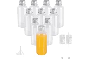 JOYSKY 16 Pcs Mini Liquor Bottles Set, 1.7oz Mini Empty Plastic Alcohol Shot Bottles, Airtight Spirit Bottle with Caps, Airtight Plastic Spirit Bottle for Weddings and Party Supplies (Sliver Caps)