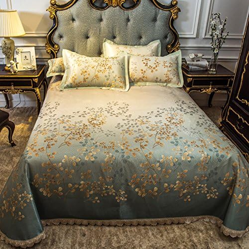 LLZBSX Ice Silk Mat/Cool Mattress/Ice Wire/Air Conditioner/Soft/1.8M/Bed/Three Or Four Sets/Washable/1.5/Bed Single/2X2.2 Meter/Mat/Summer/Mat, D Green, 2.0M (6.6Ft) Bed