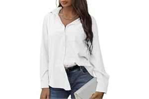 CrystErzoix Camicetta Donna Elegante Camicia a Maniche Lunghe Blusa Ampia Leggera con Scollo a V Casual Top Primaverile Estiva da Lavoro