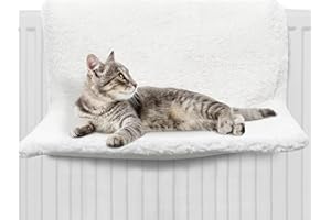 FurDreams Cat Radiator Bed – Hammock Style Hanging Pet Bed | Heated Calming Fluffy Cradle for Small Animal | Durable Steel Frame for Indoor Wall Radiator | Anxiety Relief & Comfort | Machine Washable