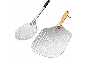 ANTECH Set 2 Pcs.- Pala per pizza forata 35 x 30 + Paletta Pizza In Alluminio 20 Cm., progettate per una migliore pizza al piatto, Paletta ruota Pizza, Pala pizza Professionale – pala per forni - Orso Chef