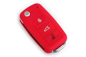 Happyit Silicone Car Key Cover Case for Volkswagen VW Polo Passat B5 Golf 4 5 6 Jetta Mk6 Tiguan Gol CrossFox Plus Eos Scirocco Beetle (Red)