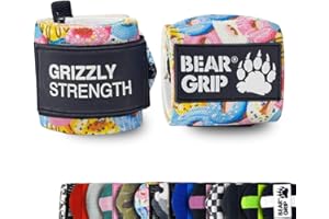 BEAR GRIP Premium Heavy Duty Wrist Wraps – Gym Wrist Supports for Weightlifting, Bodybuilding, CrossFit, Powerlifting – Adjustable Lifting Straps for Men & Women