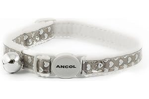 Ancol Collar de Seguridad Reflectante con Corazones Brillantes, Color Plateado