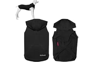 Kickred Dog Hoodies, Dog Coat with Hat & Pocket & Leash Hole, Soft and Breathable Dog Hoodie for Medium Large Dogs, Winter Dog Clothes Without Sleeves (Black, XXL)