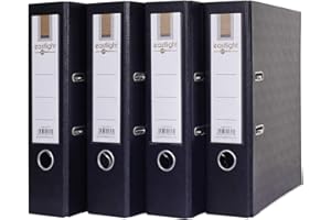 EASTLIGHT PREMIUM Eastlight A4 Extra Strong Black Lever Arch Files Plastic on Board Folder Document Storage, 70mm Spine (Pack of 4)