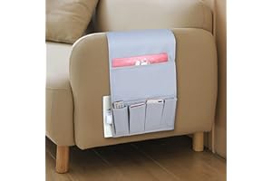 ACHANFLY Bedside Pocket Sofa Armrest Organiser Hanging Bag Non-slip Couch Bed Tidy Storage Caddy with 5 Pockets for Remote Control Holder Phone Book Magazine