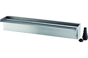 OASE 50585 Waterfall 60 - Edelstahl-Wasserfall 60 cm breit für Wasservorhänge an Mauer und Wand für Gartenteich, Pool, Brunnen, Silberfarben