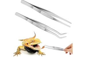 WHYCNJL 2 szt. 30 cm Szczypce do karmienia gadów, bardzo długie, ze stali nierdzewnej, z gumową końcówką, pęsetą prostą i zakrzywioną, narzędzie do terrarium