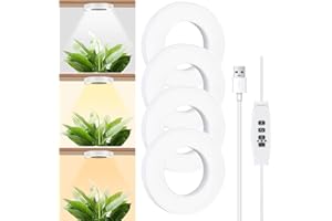 SciFiVisi 4 Stück Pflanzenlampe Led Vollspektrum, Pflanzenlicht mit Auto Timer 3 Farben 10 Helligkeiten, LED Pflanzenlampe für Zimmerpflanzen(Weiß 4 Köpfe)