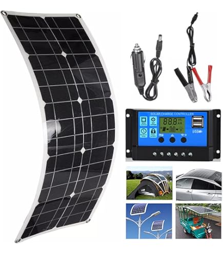 Panneau Solaire 100 W, Kit D'alimentation Solaire, Kit De Panneau Solaire Portable Monocristallin Flexible 94223024