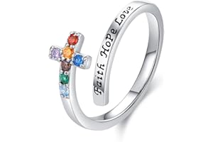 Twoowl Glaube Hoffnung Liebe Ring 925er Sterlingsilber Verstellbar Chakra Ring Yoga Schmuck Heilungsgeschenke für Frauen Mädchen Geburtstag