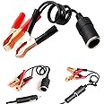 Verilux® 1FT 12V 24V Female Car Cigarette Lighter Socket to Battery Alligator Crocodile Clips Connector, Car Battery Clamp-on Extension Charge Cable