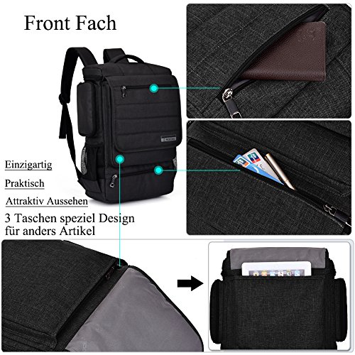 Laptop Rucksack, BRINCH Anti-Träne geräumig Reise Knapsack Rucksack Hikingtasche Studenten College Schulter Rucksack für 17 – 17,3 Zoll Laptop/Notebook/Macbook Computer, Schwarz - 3