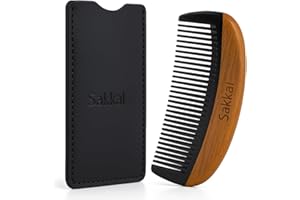 SAKKAL Peine de madera para barba con mango ergonómico
