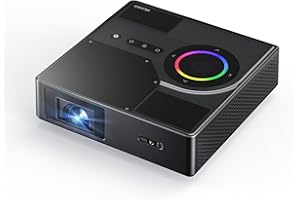 ‎NEXIGO NexiGo Nova Mini, przenośny projektor laserowy, Google TV z Netflix, 1080p FHD, 1200 lumenów, kontrast 15 000:1 z SAE, 3D, automatyczna konfiguracja, ekran 150", 8W Dolby Audio