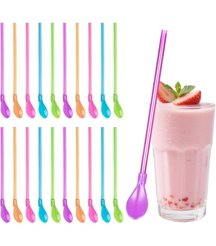 Wegwerp rietjes met papieren lepel, rietjes voor slushy papier