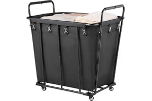 VEVOR Mobil tvättvagn med svängbara hjul, tvättkorg med vattentätt foder, 300 l kapacitet, robust shoppingvagn för camping, l