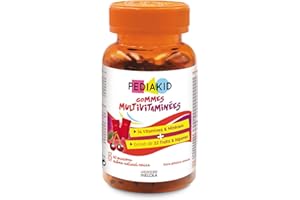 PEDIAKID - Gommes Multivitaminées - Formule Naturelle au Délicieux Arôme de Cerise - Contribue à la Réduction de la Fatigue - Soutient les Défenses Naturelles de l'Organisme - 60 gommes