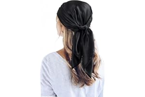 QBSM 35'' Satin Large Square Head Scarf Silk Feeling Neck Scarves Hair Sleeping Wrap Lightweight Headscarf for Women