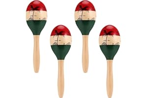 MOUYAT 4 Pcs Maracas Instrument, 10 Inch Wooden Maracas, Full Size Painted Percussion Shakers Musical Instrument Maracas for Homes, Schools, Parties, Concerts, and Performances