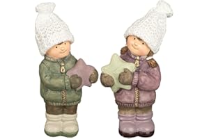 ‎IDEEN MIT HERZ Ideen mit Herz Deko-Figuren Winterkinder | Weihnachts-Deko | Advent | 15 cm hoch | 2 Stück