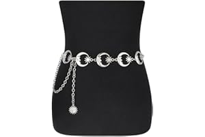 JZTRADING Silver Chain Belts For Women Y2K Moon Star Waist Chain Adjustable Belly Chain For Dresses Jeans