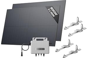EF ECOFLOW EcoFlow STREAM Fotovoltaico da balcone, 600W microinverter grid tie, 2x450W pannelli solari FV+2*Supporto-Tetto piatto, controllo Wi-Fi/app per tetti piatti e giardini