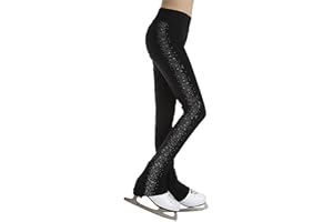 ranrann Enfant Fille Pantalon Patinage Artistique Collant Gymnastique Danse Strass Legging Sport Gym Fitness Elastique Pantalon de Yoga 5-16 Ans
