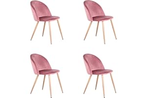 EGOONM Juego de 4 sillas de Comedor de Terciopelo ，Cojines de Terciopelo Suave Asiento,Sillas de Cocina para Comedor y Sala de Estar (Rosa-4)