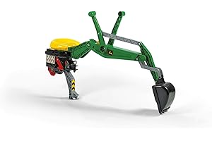 Rolly Toys 409358 - Veicolo a Pedali John Deere, Escavatore Posteriore, con Fermo