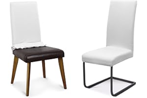 ‎BEAUTEX BEAUTEX Stuhlhussen Sets, elastische Stretch Husse Jersey Baumwolle Sitzbezug für Stuhl - 2er Set, Farbe: Weiß