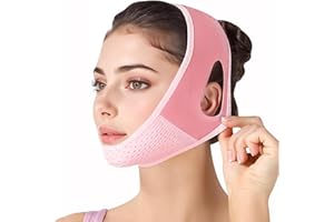 AONAT V-Linien Gesichtsmaske zur Hautstraffung, Wiederverwendbare Lifting-Maske gegen Doppelkinn, Gesichtsband für V-förmige Kontur, Atmungsaktives Stretch-Material für Frauen & Männer?Rosa?