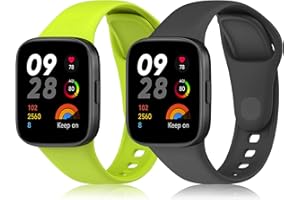 KeeFos [2 Stück Armband Kompatibel mit Xiaomi Redmi Watch 3, Silikon Ersatzarmband Herren Damen Silikonarmband Kompatibel mit Xiaomi Redmi Watch 3 - Grau + Grün