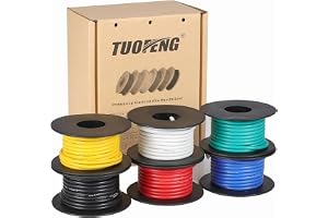 Tuofeng tråd 16 AWG, sats med anslutningskabel, flexibel silikontråd (6 spolar på 4,6 m i olika färger) 600 V, hög temperatur