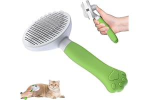 ‎ZIVACATE Zivacate Katzenbürste Hundebürste [Ergonomischer Griff & Ein-Klick-Reinigung & Patentiertes Design] Selbstreinigende Unterfellbürste Für Kurzhaar & Langhaar Hunde/Katzen/Kaninchen (Grün)